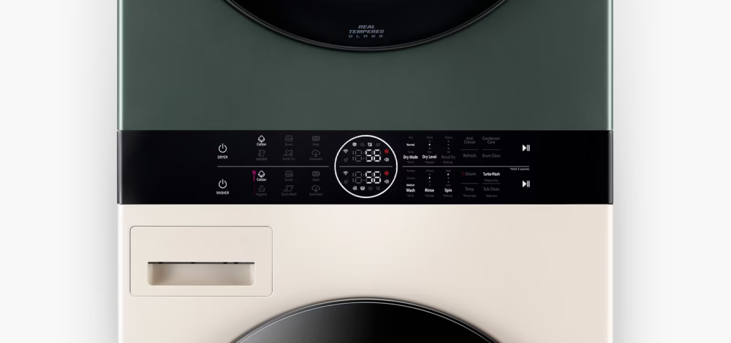 Easy Reach Control Panel The centrally located panel provides easy access to both the washer and dryer controls in an easily accessible location.