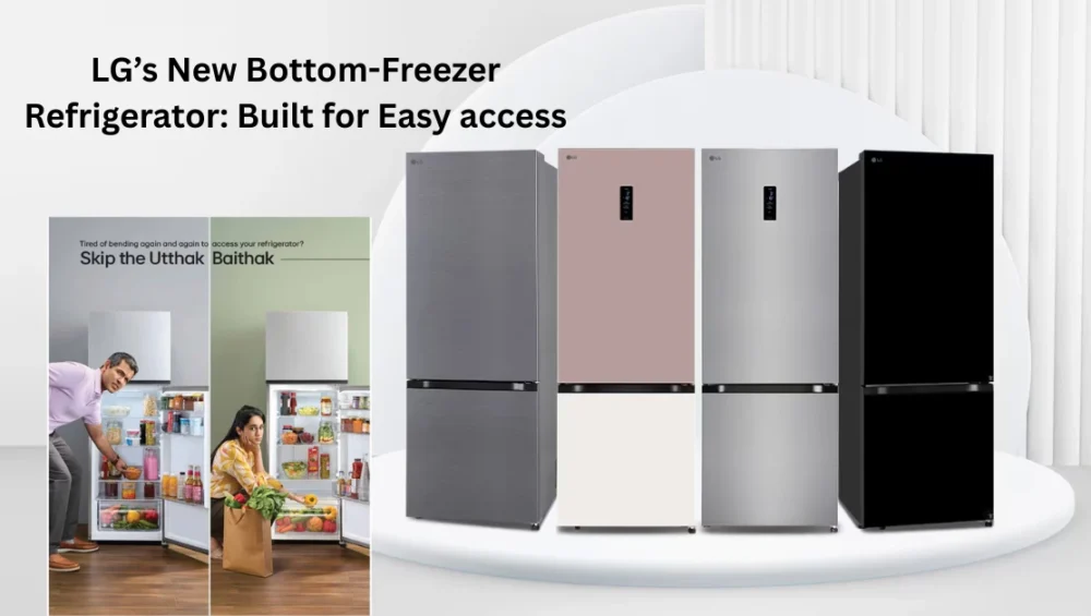 LG bottom freezer refrigerator with ergonomic design and smart cooling technology | LGbyUnilet