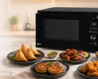 Air fry microwave oven with samosas, tikkis, chicken and fries